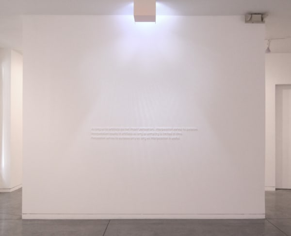Zarhouie Abdalian Fuzzy Logic, 2011 Wall-mounted acrylic text, strobe light Dimensions variable