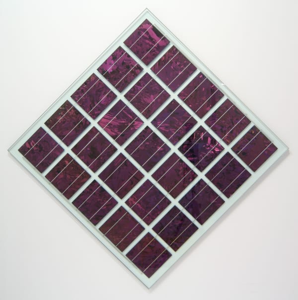Keller/Kosmas (Aids-3d) Ideal Work (creative solution) Large Diamond, 2010 Insulated safety glass, Disco Pink LOF polycrystalline solar cells 31.5 x 31.5 in 80.01 x 80.01 cm
