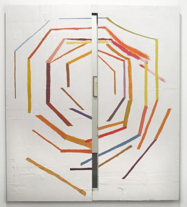 Chris Johanson Hi, Self, 2012 Acrylic and latex on wood with mirror 67 1/2 x 60 in 171.45 x 152.4 cm