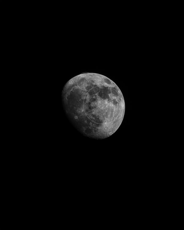 Trevor Paglen View of the Moon Scale-Invariant Feature Transform, 2020 Carbon print Image dimensions: 16 × 20 in. (40.64 × 50.80 cm) Paper dimensions: 20 × 24 in. (50.80 × 60.96 cm) 22 ½ × 26 ½ in. (57.15 × 67.31 cm) (framed)