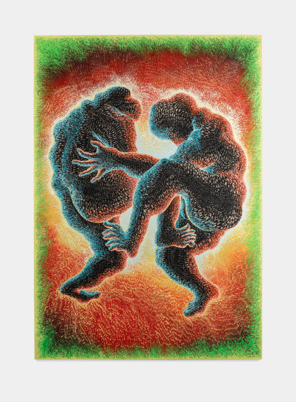 Didier William Enmeshed, 2023 Acrylic, ink, and wood carving on panel 74 x 52 in 188 x 132.1 cm Photography by Constance Mensh