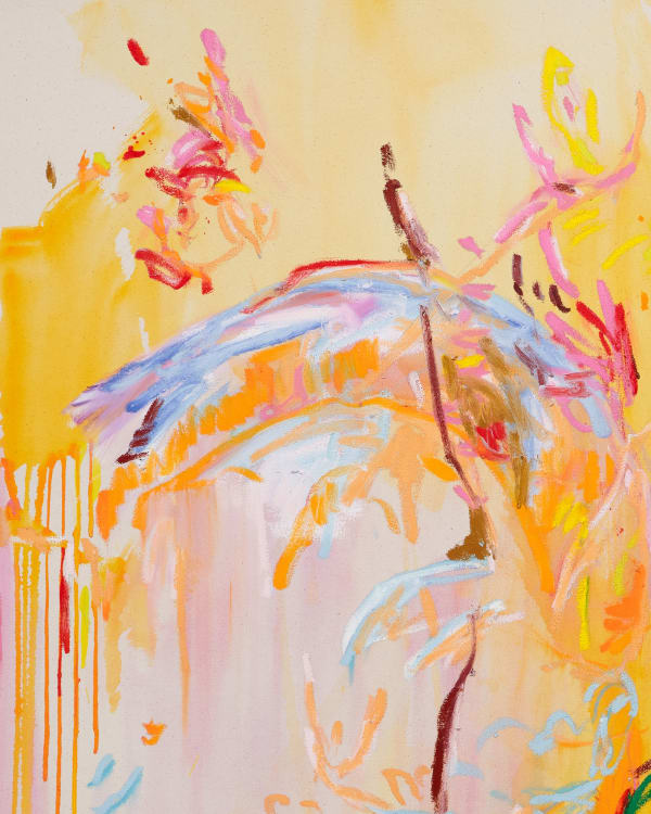 Hiba Kalache in our country of sulfur and copper a new will rises (detail), 2022 Acrylic ink, oil and oil bar on canvas 65 x 56 in 165.1 x 142.2 cm