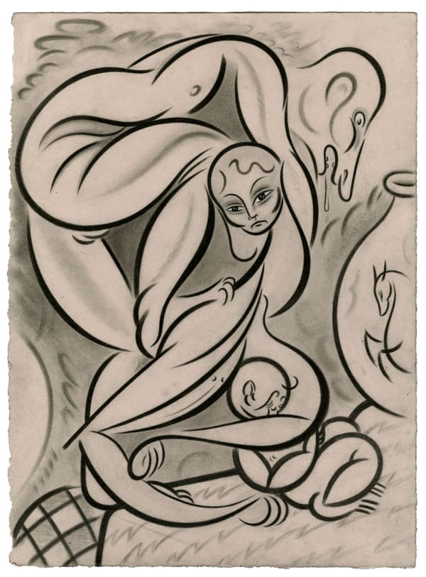 Koak Bridaled, 2020 Signed and dated on verso Graphite, ink, and casein on pearl grey rag paper 15 x 11 in 38.1 x 27.9 cm