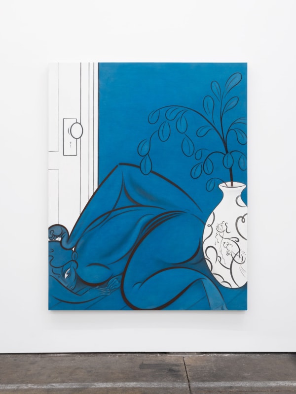 Koak Hot Boredom, 2020 Signed and dated on verso Acrylic, ink, chalk, graphite and oil on linen mounted to panel 77 1/2 x 62 in 196.8 x 157.5 cm