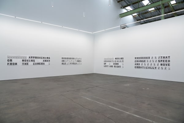 Shannon Ebner WET WORDS IN A HOT FIELD, 2019 Installation view