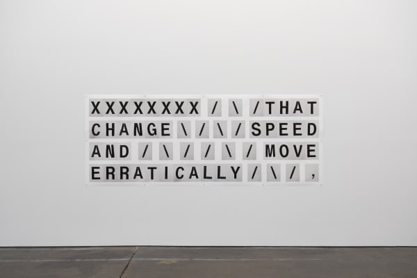 Shannon Ebner SUBJECT FIELD: PANEL 5, 2019 Archival Pigment Print on Tyvek 44 x 116 in 111.7 x 294.6 cm