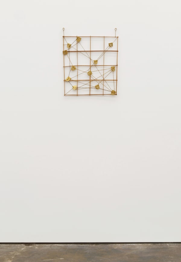 Will Rogan Squad, 2016 Mahogany, brass, clock chain 24 x 24 x 1 in 61 x 61 x 2.5 cm