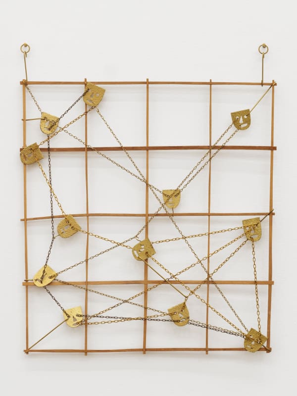 Will Rogan Squad, 2016 Mahogany, brass, clock chain 24 x 24 x 1 in 61 x 61 x 2.5 cm