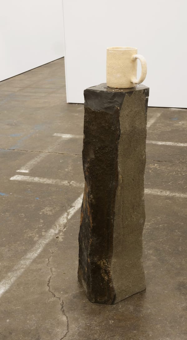 Will Rogan Filter (Stress, What Stress?), 2018 Ceramic, sea water, stone 42 1/2 x 12 x 11 in 108 x 30.5 x 27.9 cm