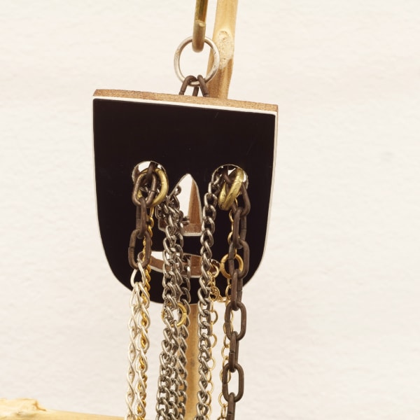 Will Rogan Quad (detail), 2018 Hemp, wood, paint, chain 22 x 18 x 1/2 in 55.9 x 45.7 x 1.3 cm