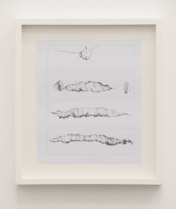 Trevor Paglen Echo-Style Canister Deployment and Inflation Sequence, 2013 Graphite on paper 14 3/4 x 13 in 37.5 x 33 cm