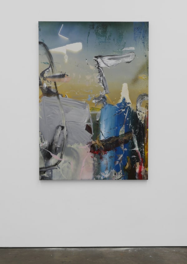 Liam Everett Untitled (the promise), 2017 Oil, acrylic, ink, alcohol, salt on vinyl 52 1/2 x 36 1/2 in 133.3 x 92.7 cm