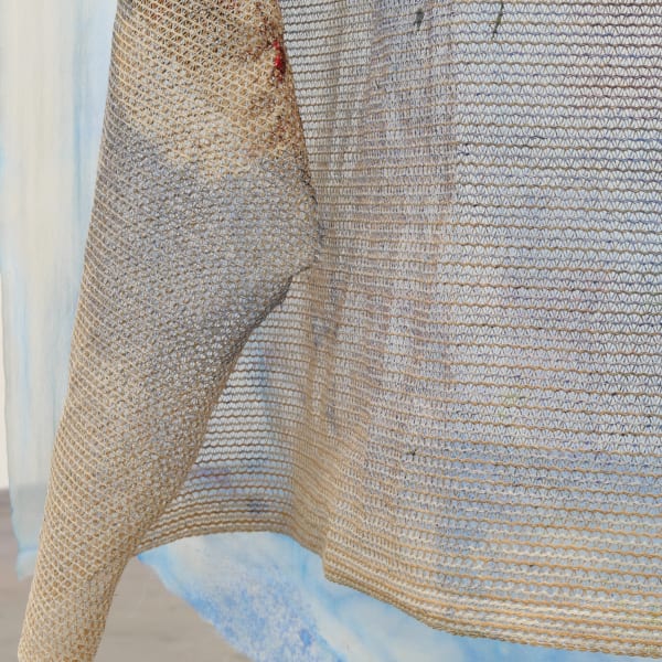 Liam Everett Untitled (the impossible heap) (detail), 2017 Powder-coated steel, bulbs, vinyl, silk, ink, alcohol, salt and enamel 113 x 80 x 80 in 287 x 203.2 x 203.2 cm