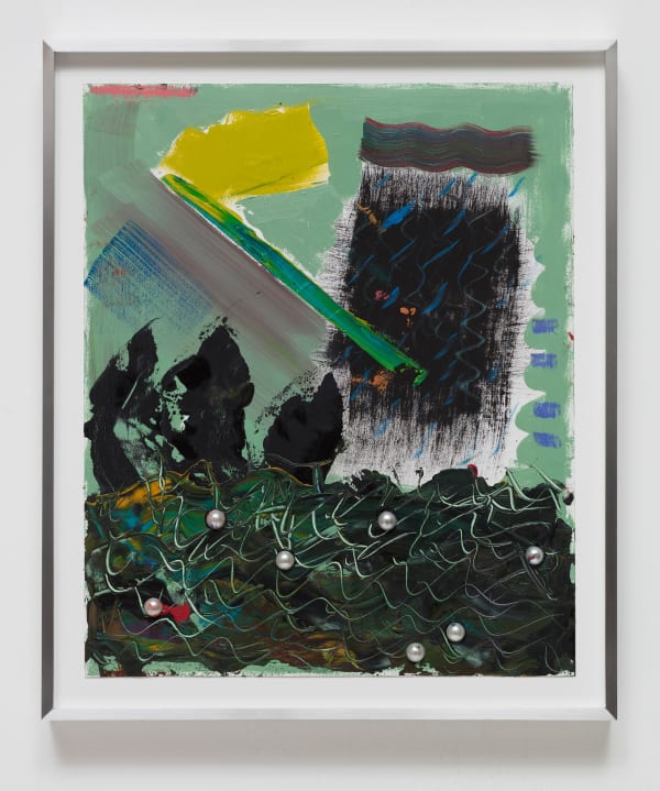 Alex Olson Untitled, 2017 Oil and faux pearls on paper 17 x 14 in 43.2 x 35.6 cm