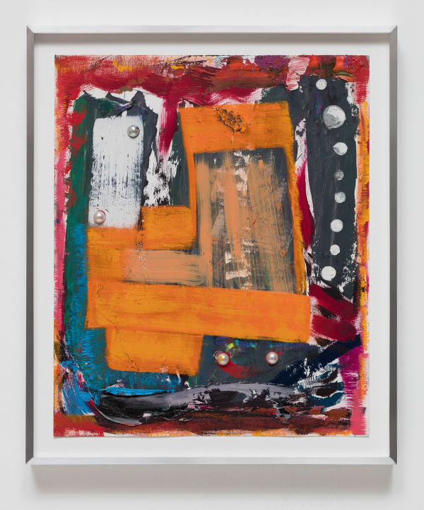 Alex Olson Untitled, 2017 Oil and faux pearls on paper 17 x 14 in 43.2 x 35.6 cm
