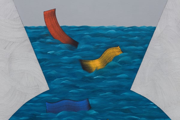 Alex Olson Vessel (with Fish) (detail), 2017 Oil and modeling paste on canvas 71 x 53 in 180.3 x 134.6 cm