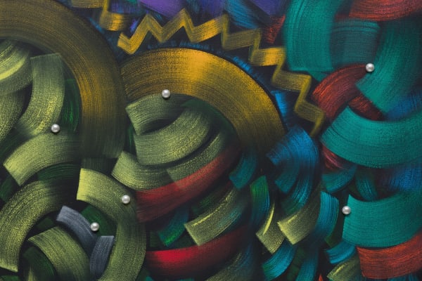 Alex Olson Ether (detail), 2017 Oil and faux pearls on canvas 71 x 50 in 180.3 x 127 cm