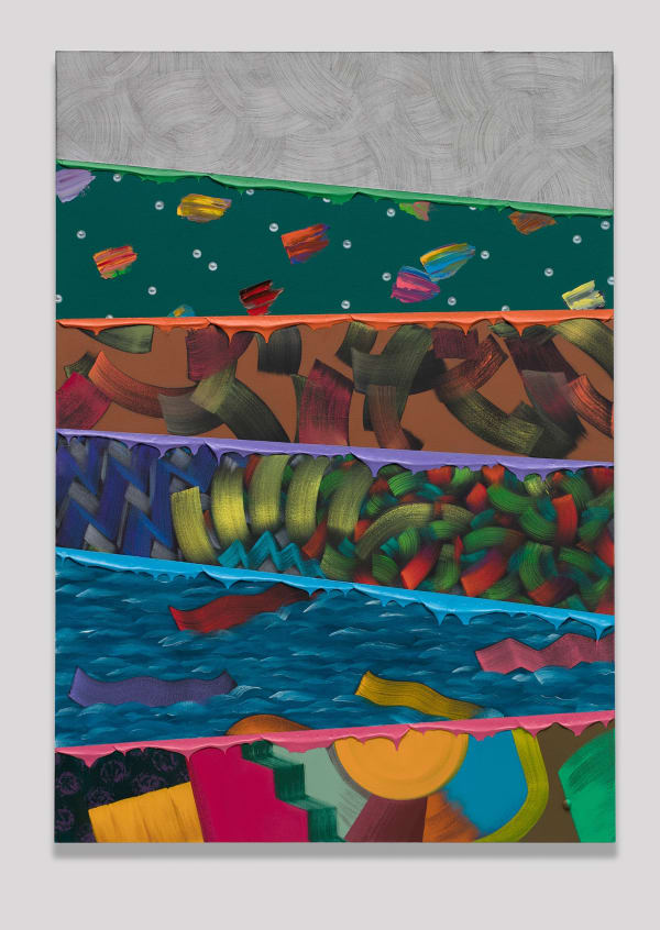 Alex Olson Layer, 2017 Oil, modeling paste and faux pearl on canvas 51 x 36 in 129.5 x 91.4 cm