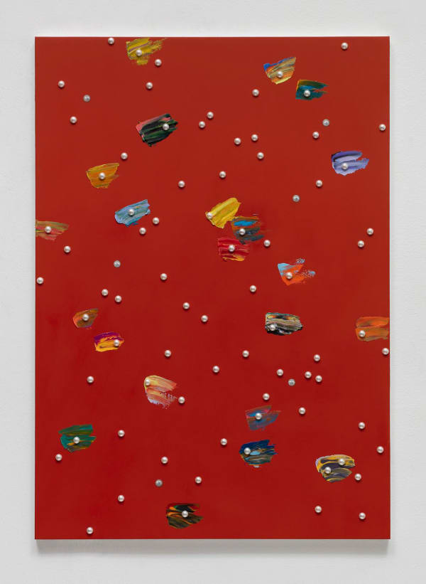 Alex Olson Wisdom, 2017 Oil, faux pearls, and pearl on canvas 41 x 29 in 104.1 x 73.7 cm