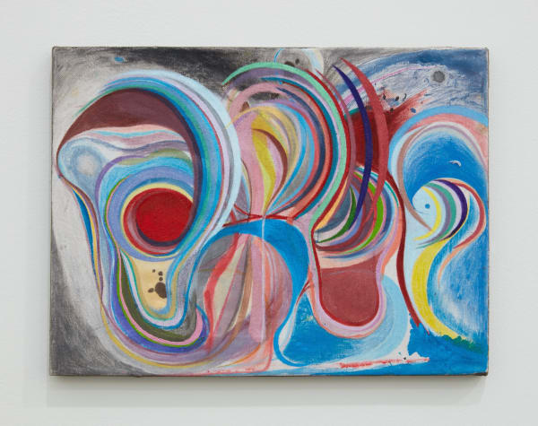 Chris Johanson Homeostasis Painting #3 (Carefully Considering) , 2019 Acrylic and house paint on canvas 12 x 16 in 30.5 x 40.6 cm