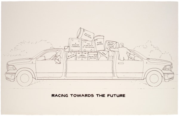 Devin Leonardi Racing Towards the Future, 2011 Ink on paper 14 x 22 in 35.56 x 55.88 cm