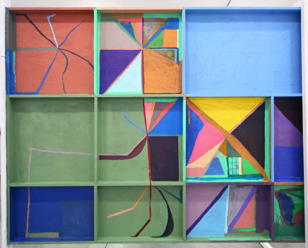 Chris Johanson The Big Picture Escapes Me, 2015 Acrylic on found wood 64 x 84 in 162.6 x 213.4 cm