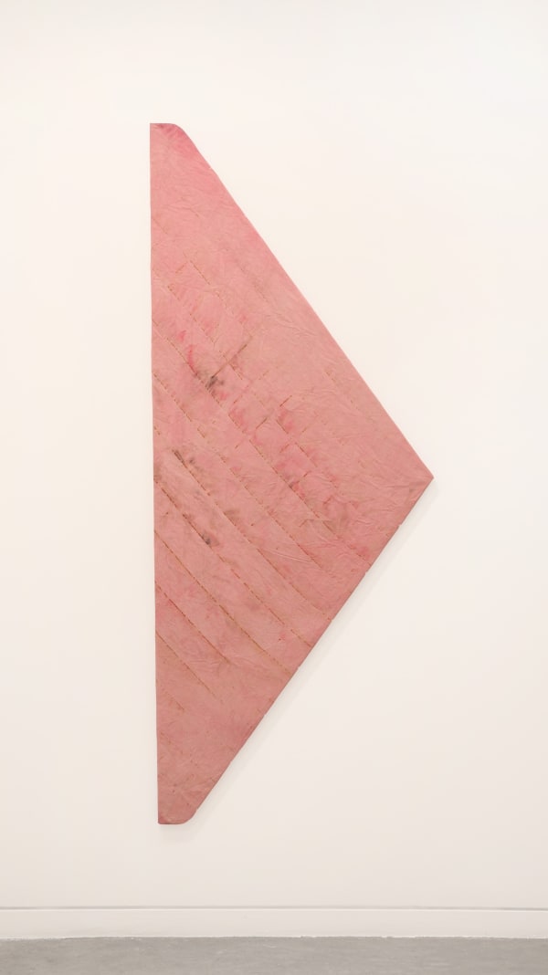 Liam Everett Belonging to 'it', how one is and how one is faring, 2012 Ink, acrylic, alcohol, sea salt on linen over wooden stretchers 85 1/4 x 34 in 216.54 x 86.36 cm