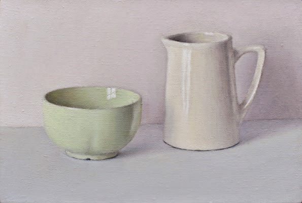 David Stubbs, Green and white on grey and pink , 2024