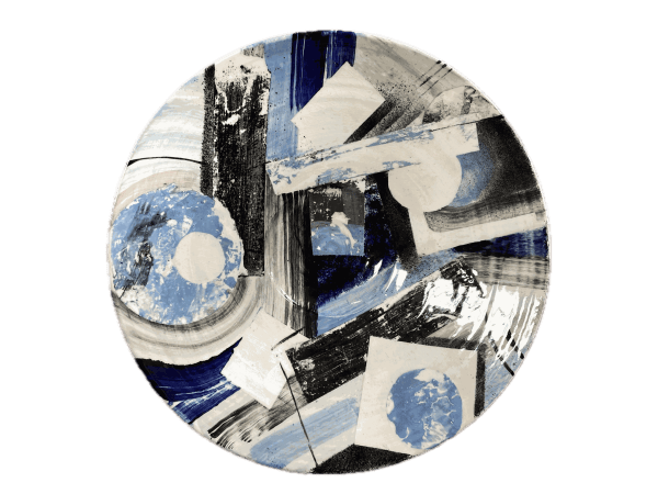 Paul Jackson, Blue and Black Flat Bowl "Cosmos", 2021