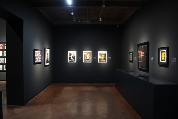 Banksy artwork hanging on wall