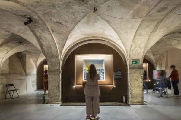 Banksy artwork hanging on wall