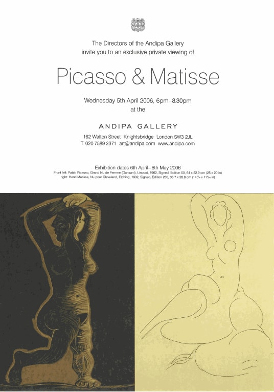 Picasso Matisse exhibition invite