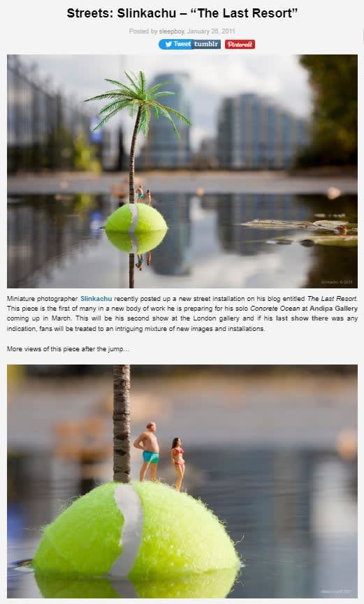 Slinkachu exhibition at andipa gallery newspaper clipping