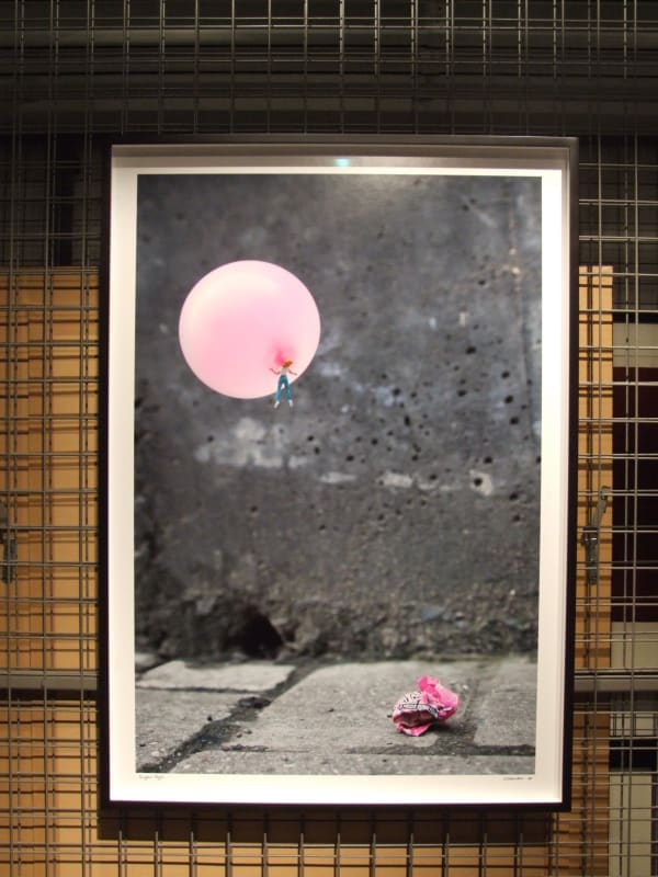 Slinkachu print hanging in exhibition at andipa gallery.