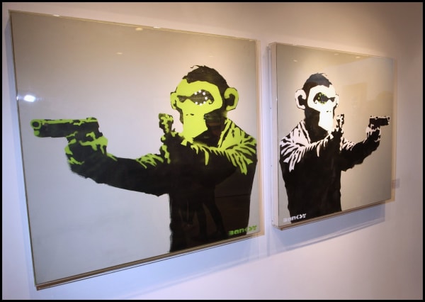 Banksy War Boutique exhibition hanging at Andipa Gallery
