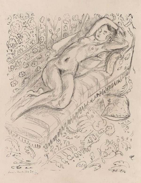 Henri Matisse Nu sur chaise de repos sur fond moucharabieh