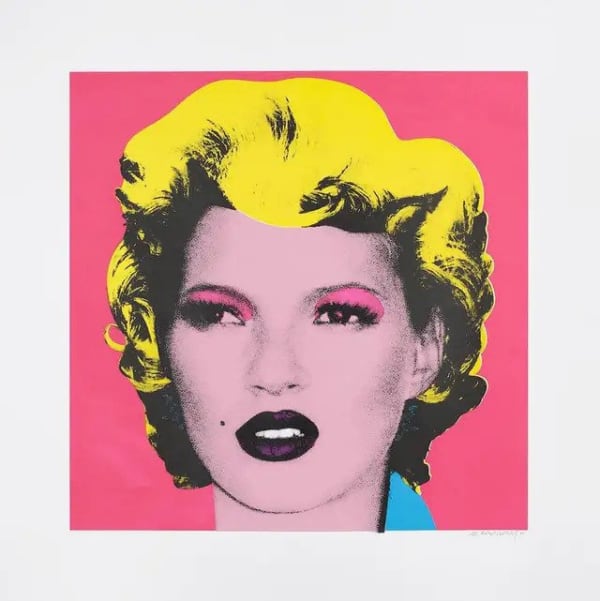 Banksy kate moss pink yellow