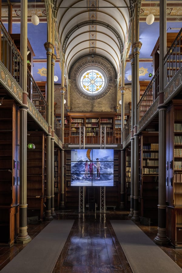Cecilia Bengolea Installation view 'Deary Steel' at Red Light Green Light (In the Realm of Senses) at Kunsthal Charlottenborg/ the historical University Library at Copenhagen University, Copenhagen, 2022.