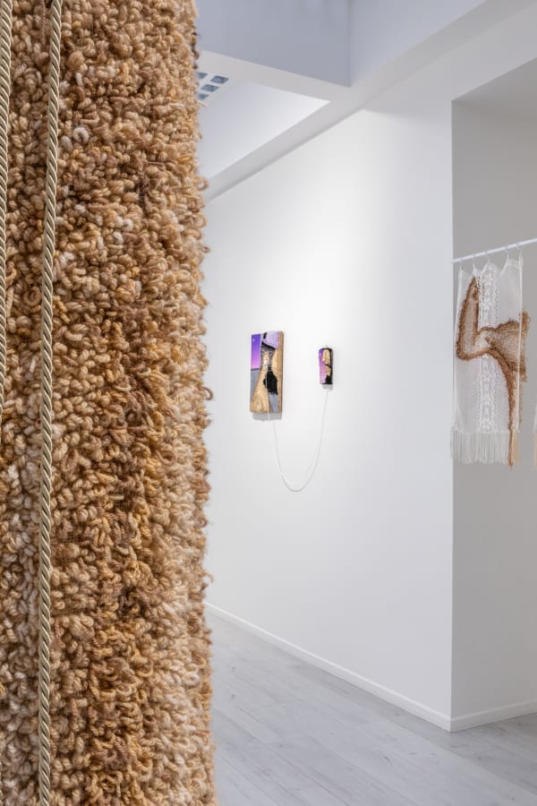 Amine Habki Installation view, Weaving, Stitching, Painting, Andréhn-Schiptjenko Paris, France, 2023