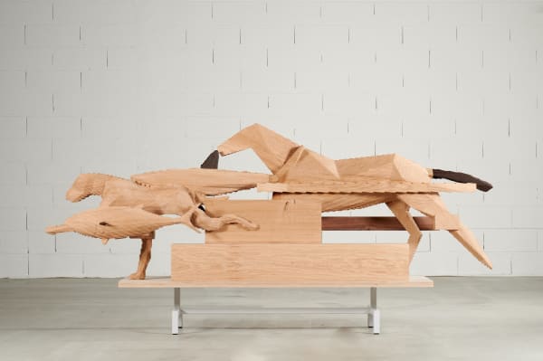 Xavier Veilhan Coral Gables, 2023 Wood, steel, epoxy paint Suitable for indoor installation 107.5 x 230.5 x 61.5 cm (42 3/8 x 90 3/4 x 24 1/4 in.) © Atelier Xavier Veilhan © Simon Chirat / ADAGP, Paris, 2023 Courtesy of the Artist and Andréhn-Schiptjenko, Stockholm, Paris