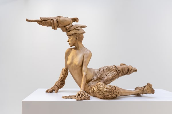 Cajsa von Zeipel Canon (Goldie), 2022 Bronze with gold patina 100 x 190 x 100 cm (39 3/8 x 74 3/4 x 39 3/8 in.) © Alexandra de Cossette Courtesy of the Artist and Andréhn-Schiptjenko, Stockholm, Paris