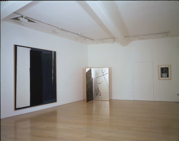 installation shot of exhibition by of paintings, prints, drawings and screens by Japanese artist Toko Shinoda