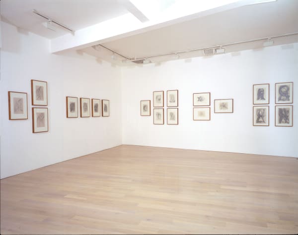 installation shots of an exhibition of 118 drawings by Antoine Pevsner at Annely Juda Fine Art, London in 1999