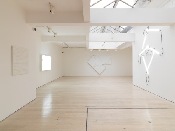 installation photo of François Morellet exhibition at Annely Juda Fine Art, London, 2024
