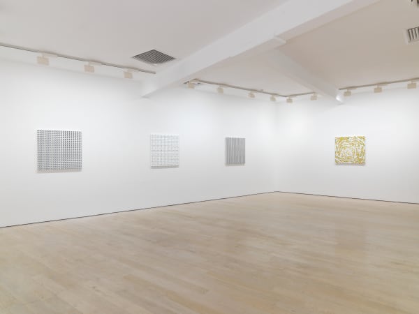 installation photo of François Morellet exhibition at Annely Juda Fine Art, London, 2024