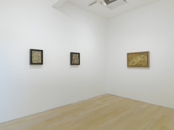 installation shot of the exhibition Leon Kossoff: A Life in Painting at Annely Juda Fine Art 2021