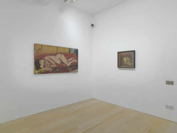 installation shot of the exhibition Leon Kossoff: A Life in Painting at Annely Juda Fine Art 2021
