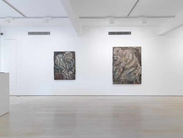 installation shot of the exhibition Leon Kossoff: A Life in Painting at Annely Juda Fine Art 2021