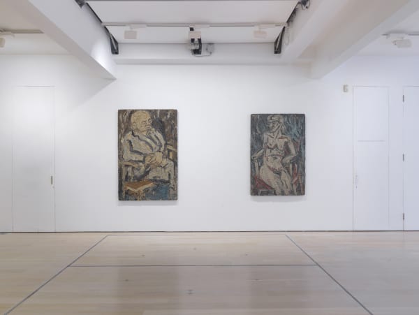 installation shot of the exhibition Leon Kossoff: A Life in Painting at Annely Juda Fine Art 2021