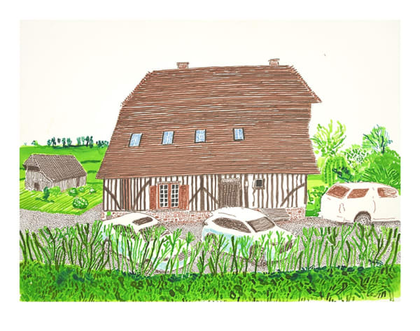 David Hockney, In Front of House Looking South, 2019